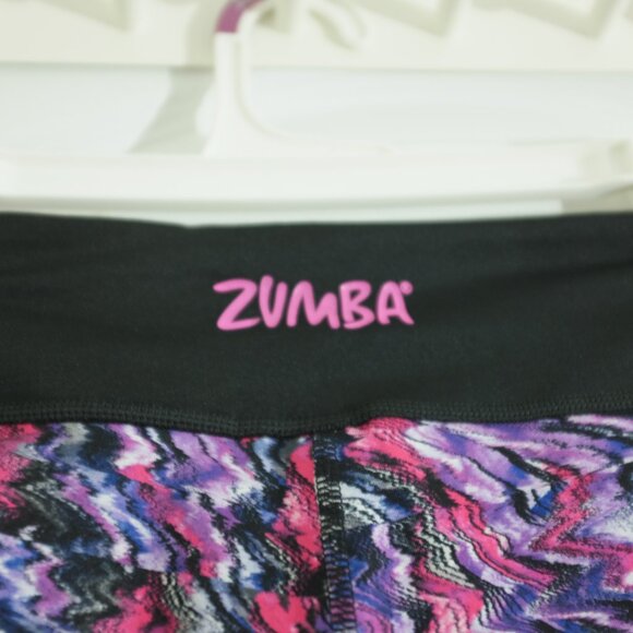 COPY - ZUMBA WEAR Spicy Pink Black purple Skinny Leggings Pants size M - Picture 3 of 6